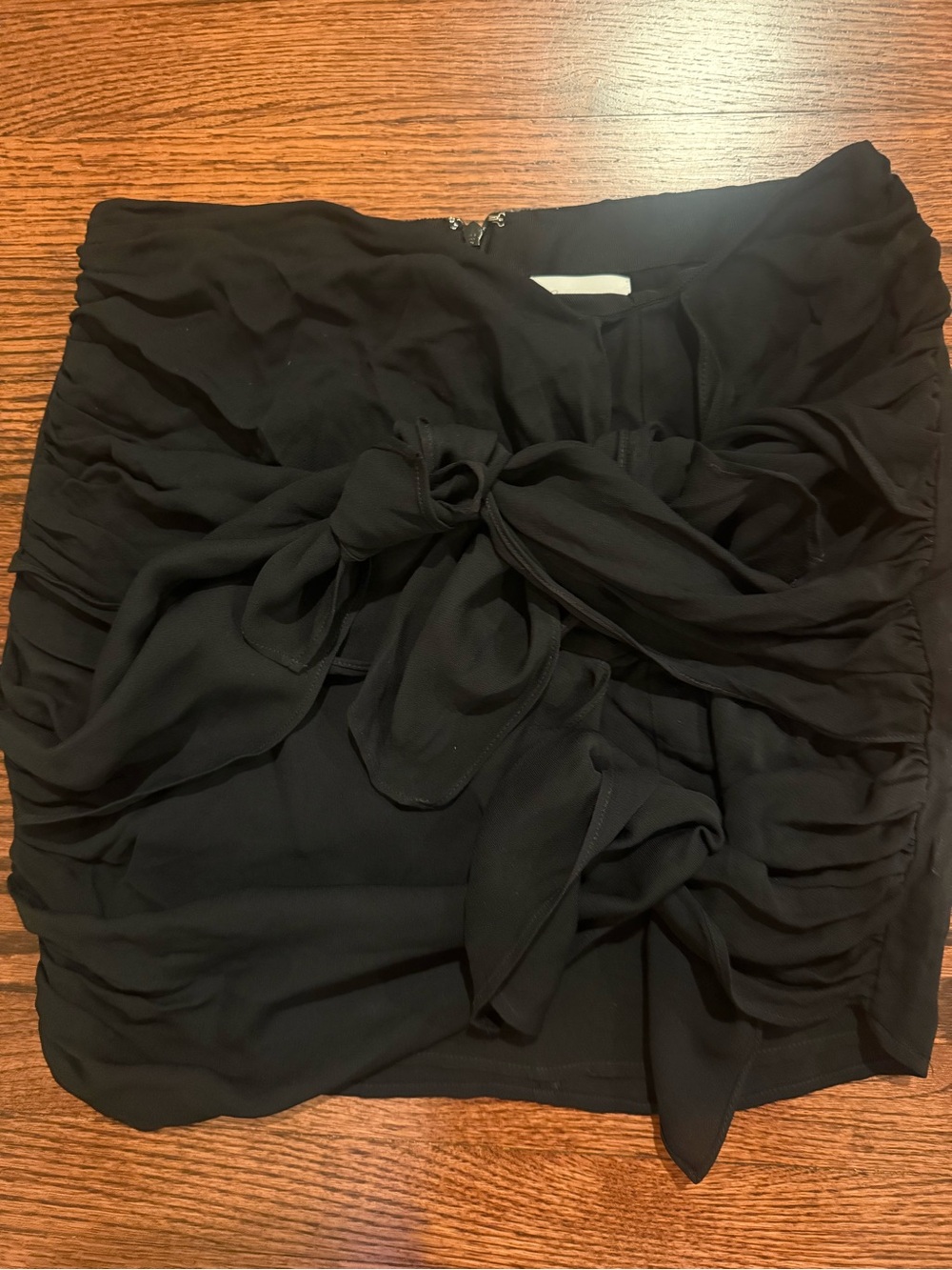 Lovers + Friends Black Tie-Front Ruched Mini Skirt